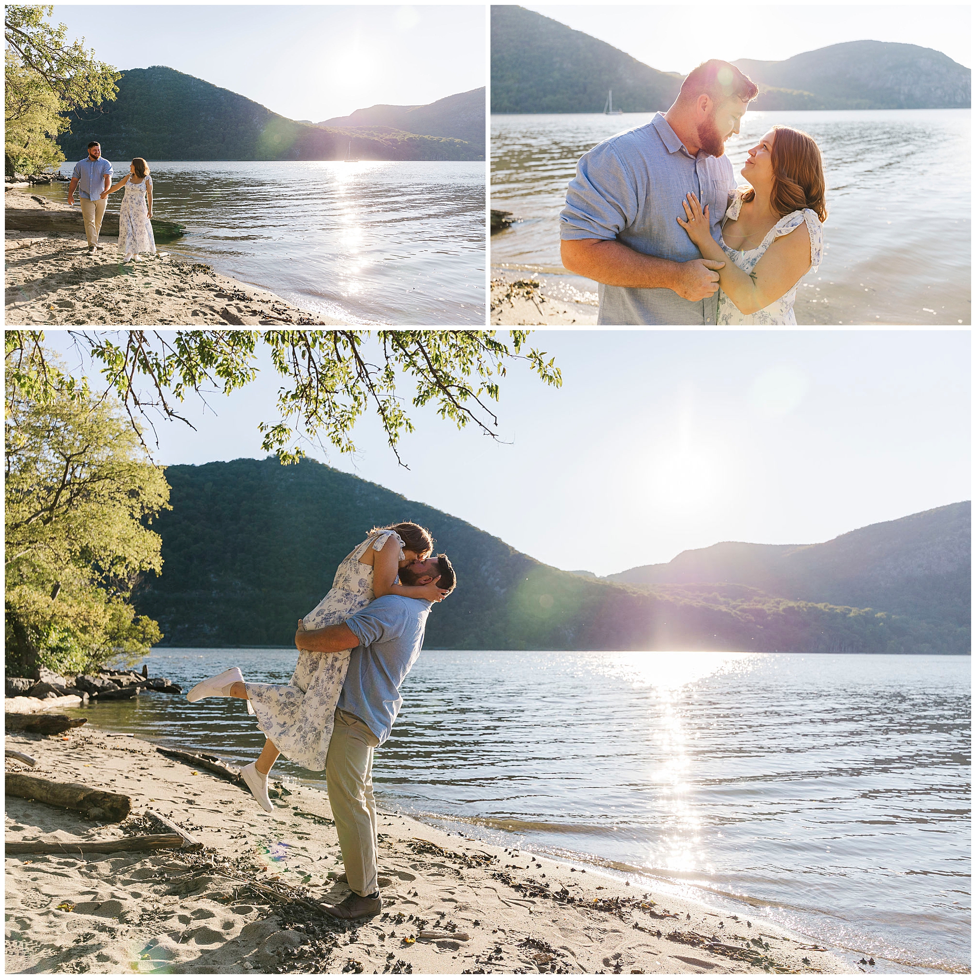 Unique Hudson Valley hiking trail engagement shoot