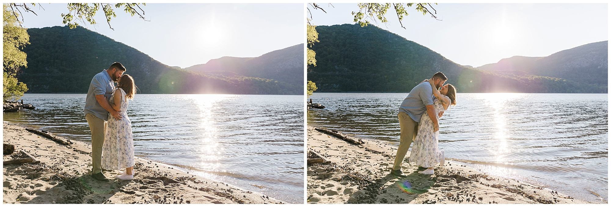 Beautiful Hudson Valley hiking trail engagement shoot
