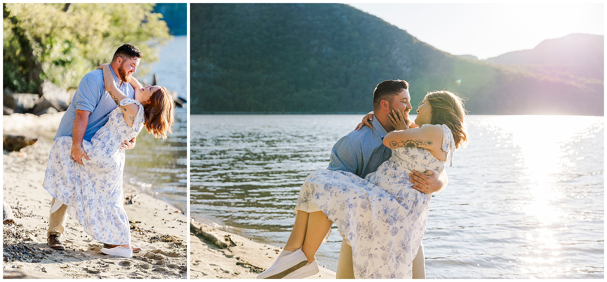 Fun Hudson Valley hiking trail engagement shoot