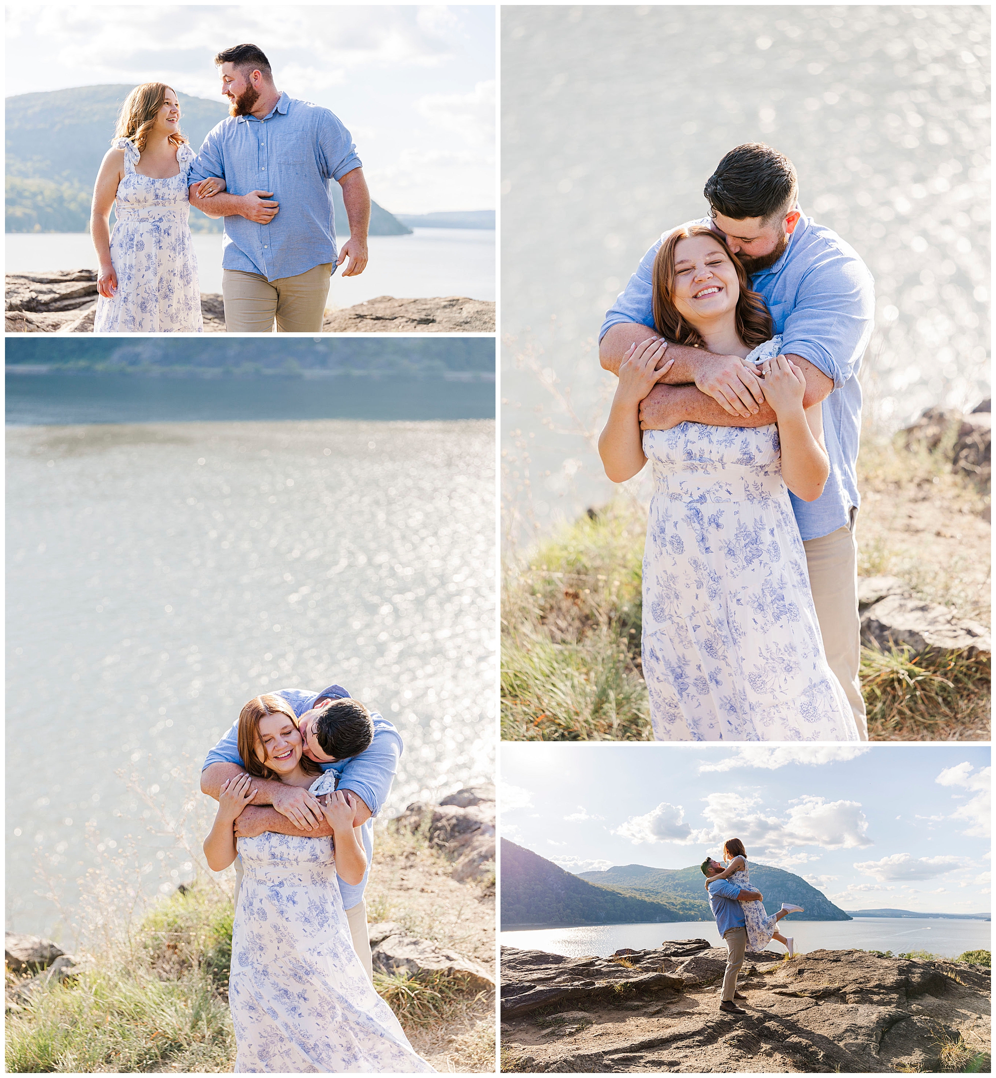 Colorful Hudson Valley hiking trail engagement shoot