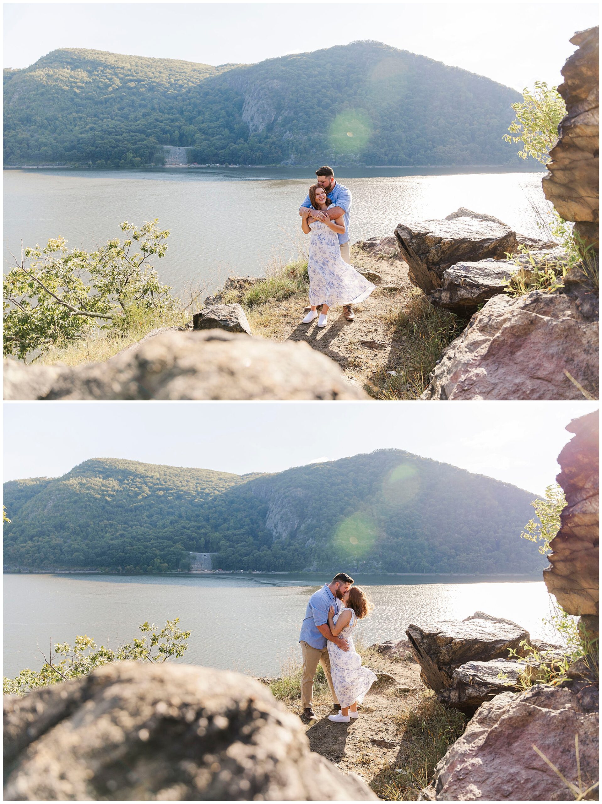 Lush Hudson Valley hiking trail engagement shoot