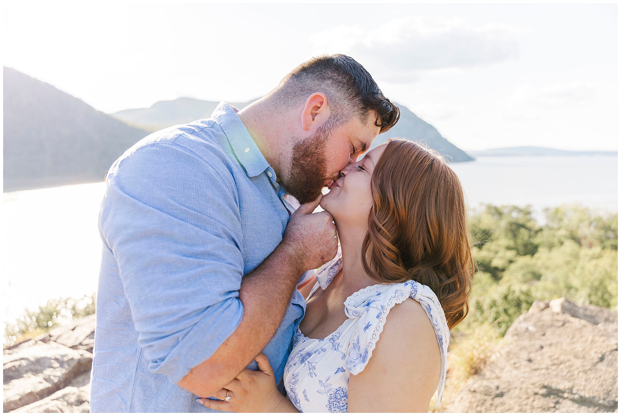 Relaxed Hudson Valley hiking trail engagement shoot