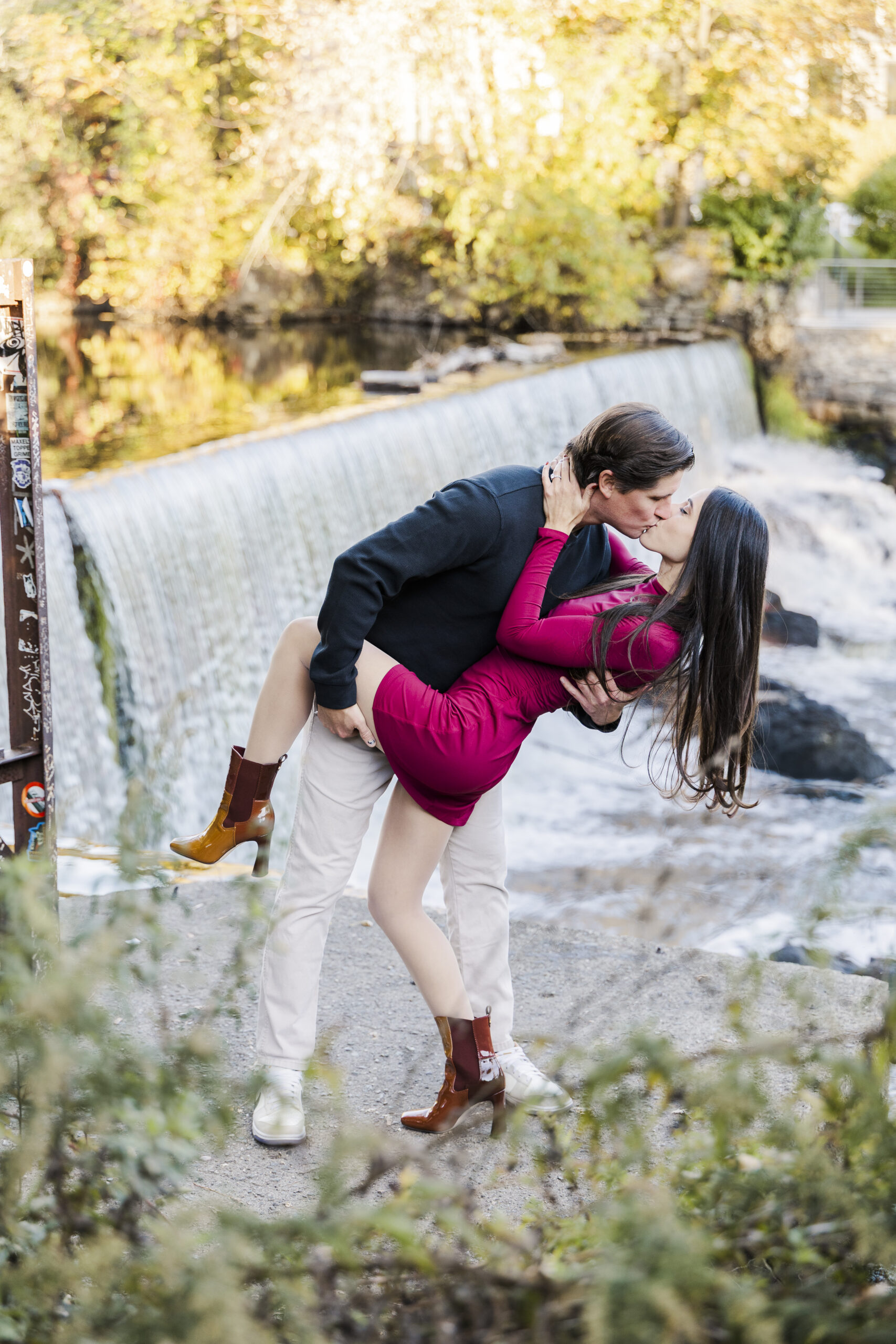charming main street beacon engagement session