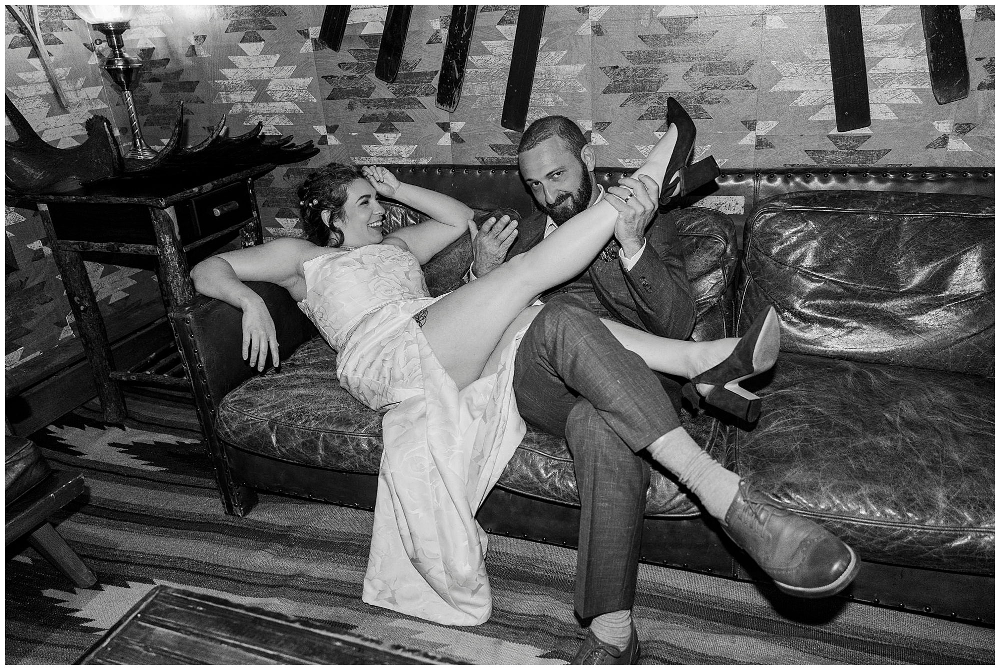 Cheerful Urban Cowboy Lodge wedding