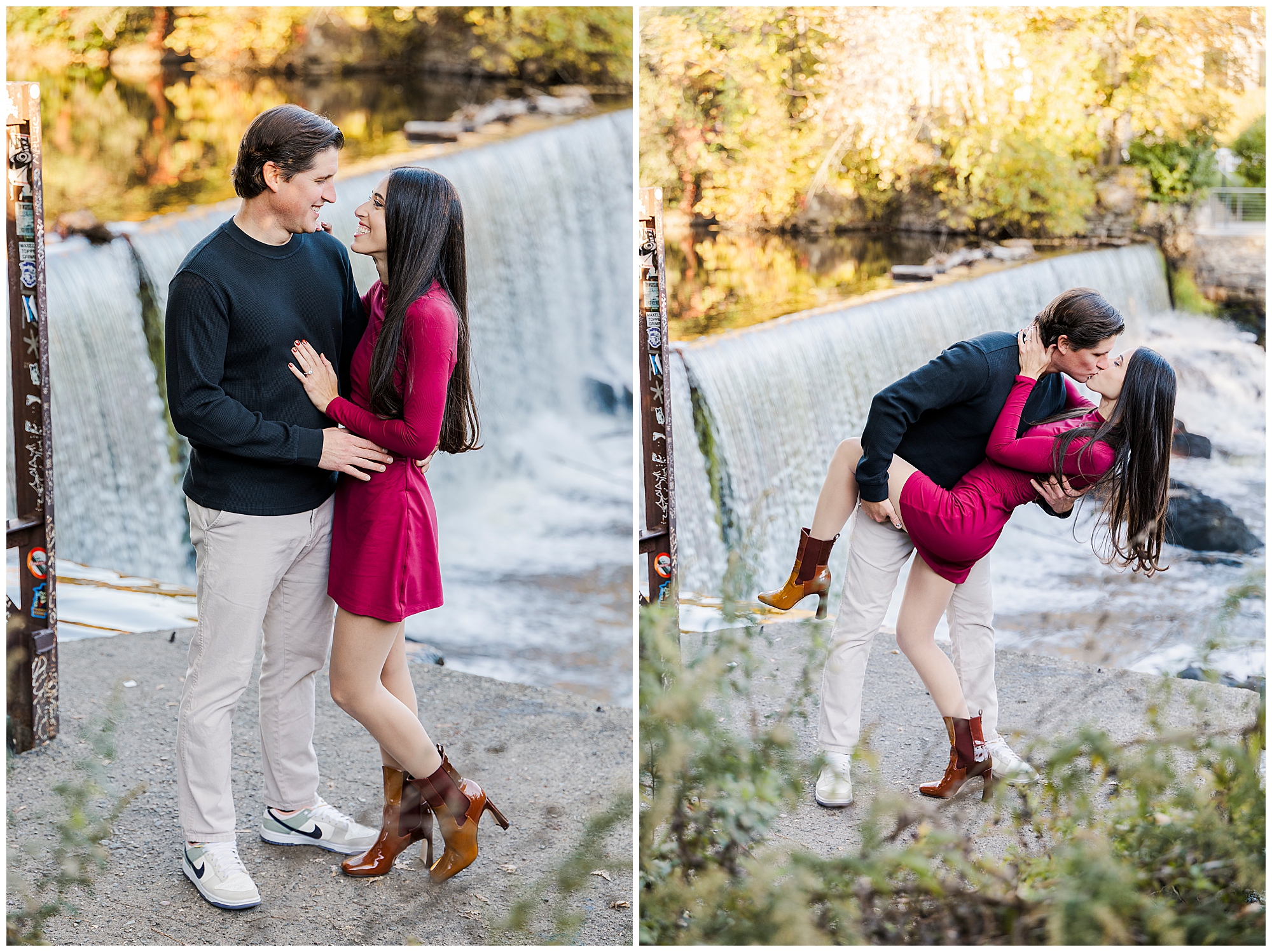 picturesque main street beacon engagement session