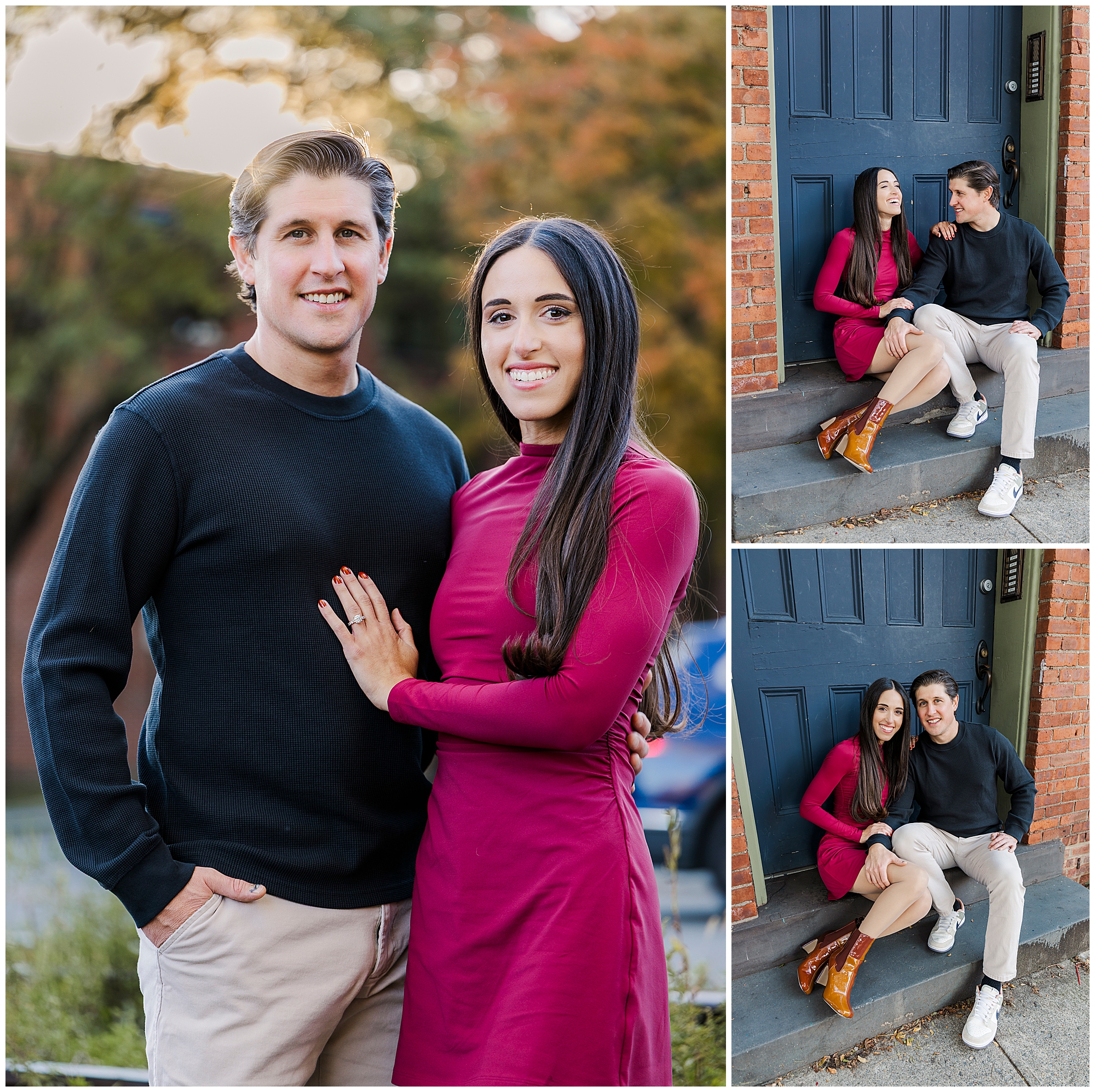 main street beacon engagement session in the fall