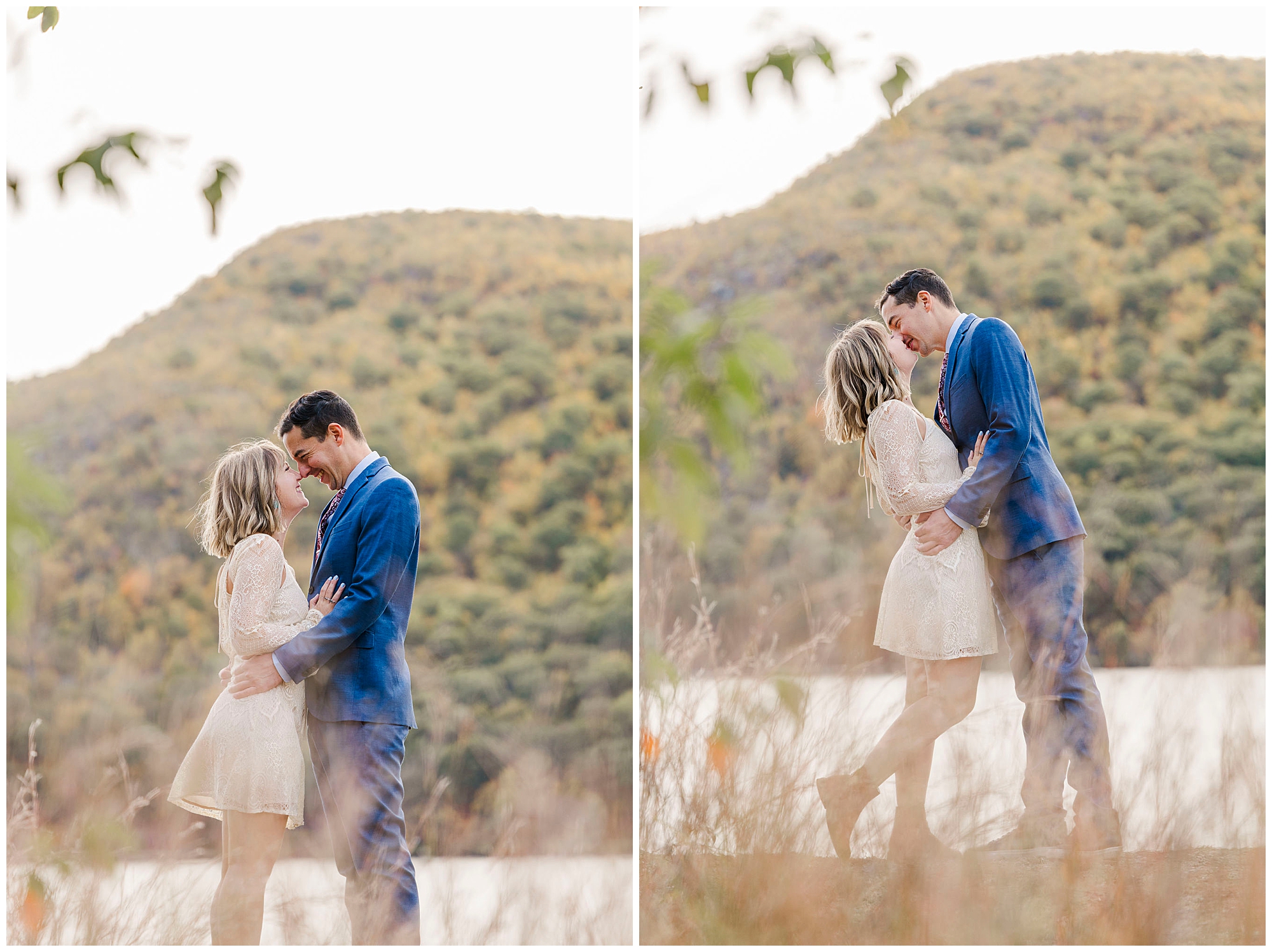fun cold spring engagement session