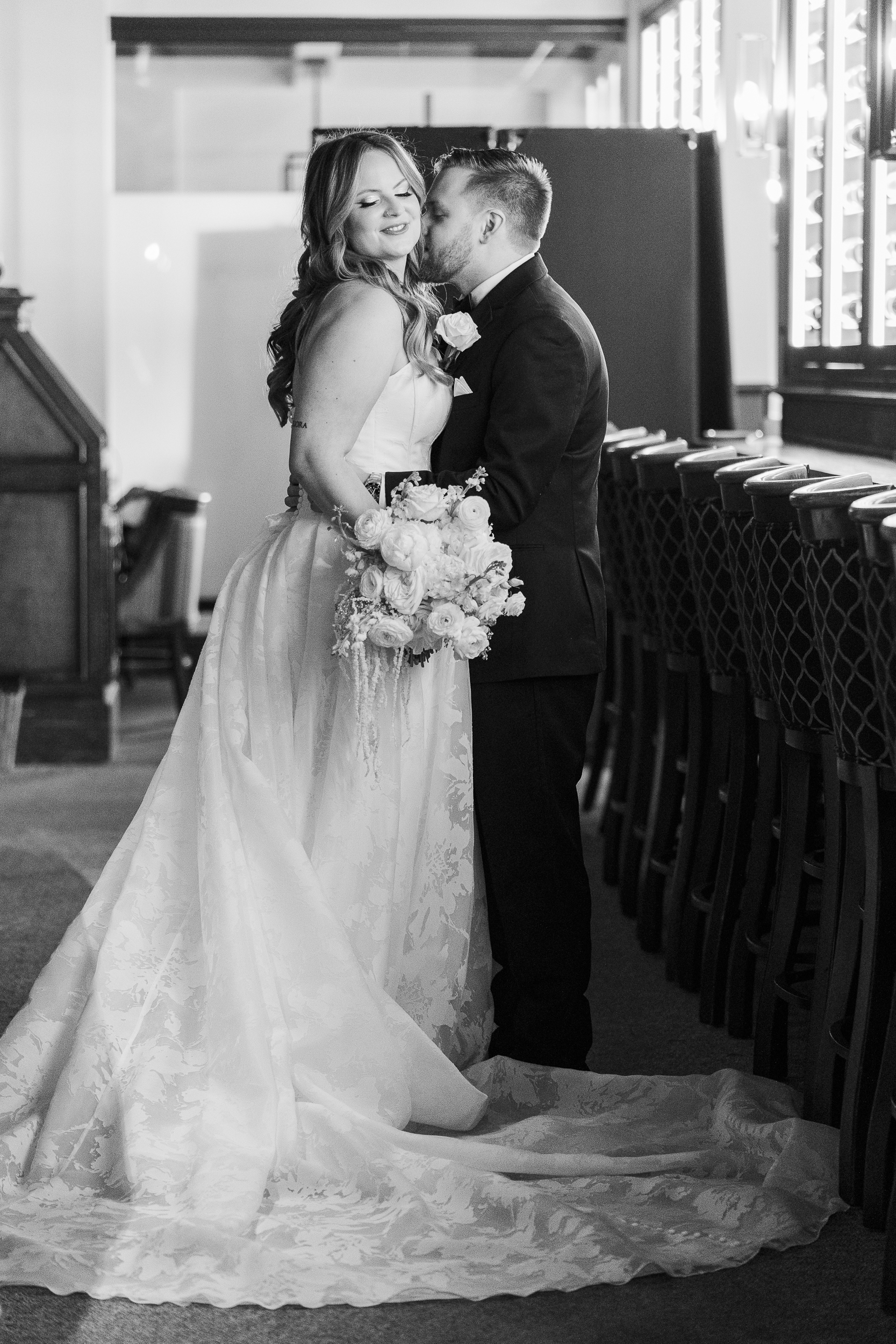Great River Golf Club wedding photos in wintertime with ballroom ceremony