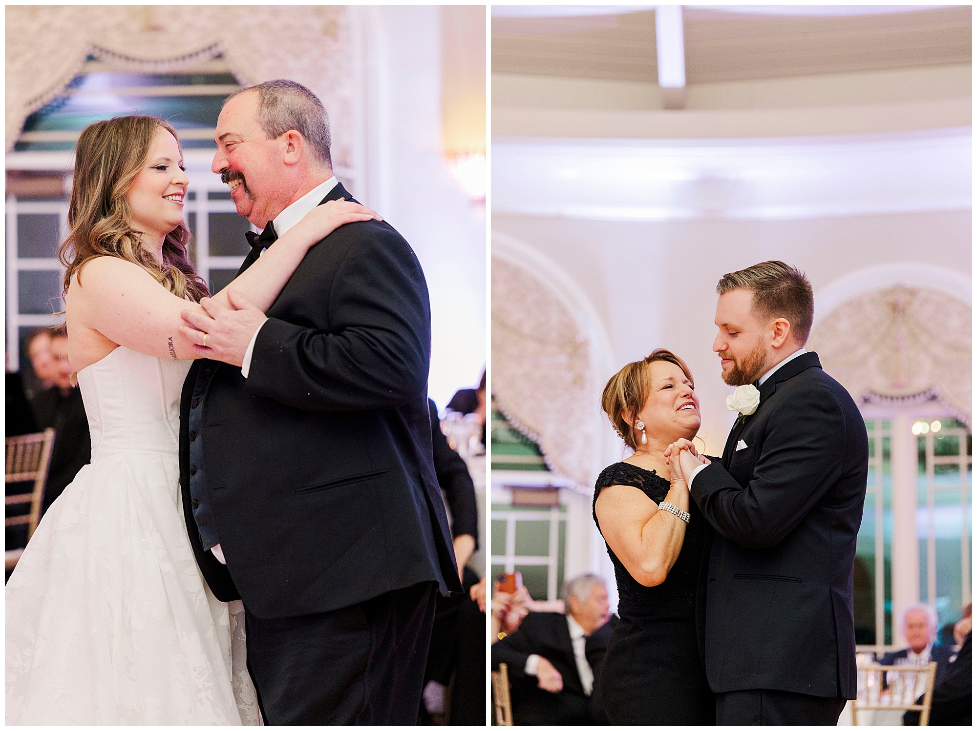 Bride and groom sharing a kiss at their winter wedding in Milford, CT