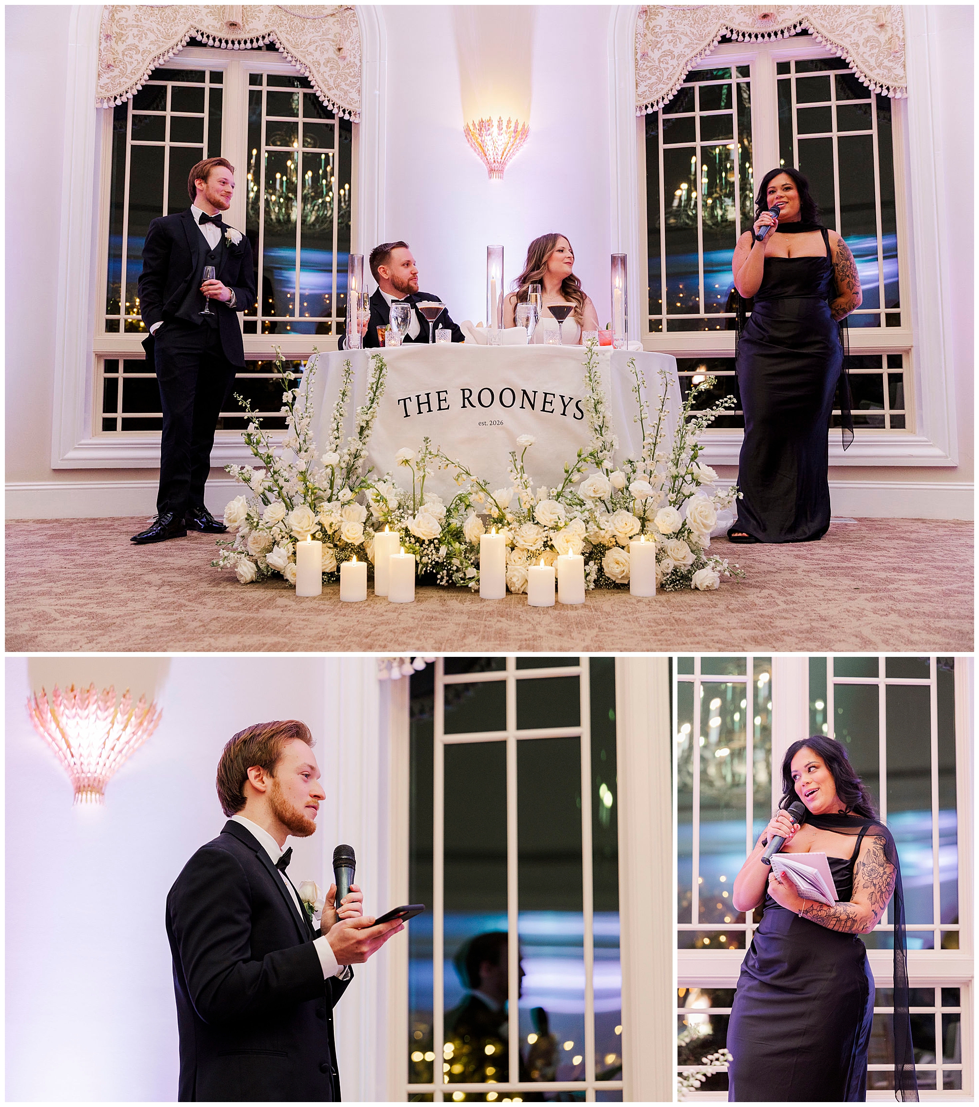Ballroom wedding ceremony aisle at Great River Golf Club in Milford