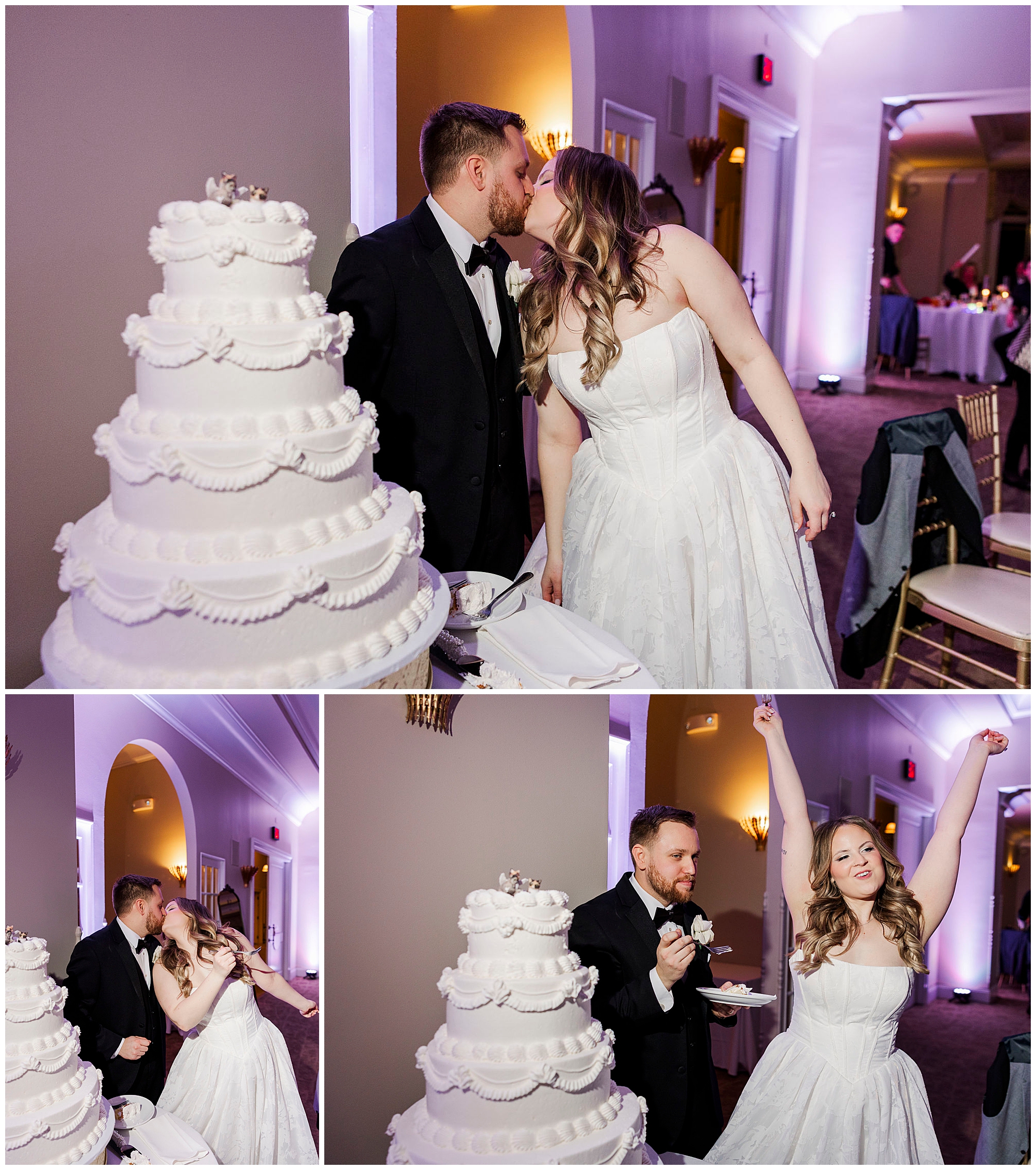 Snow-dusted grounds at Great River Golf Club in Milford, CT on a winter wedding day