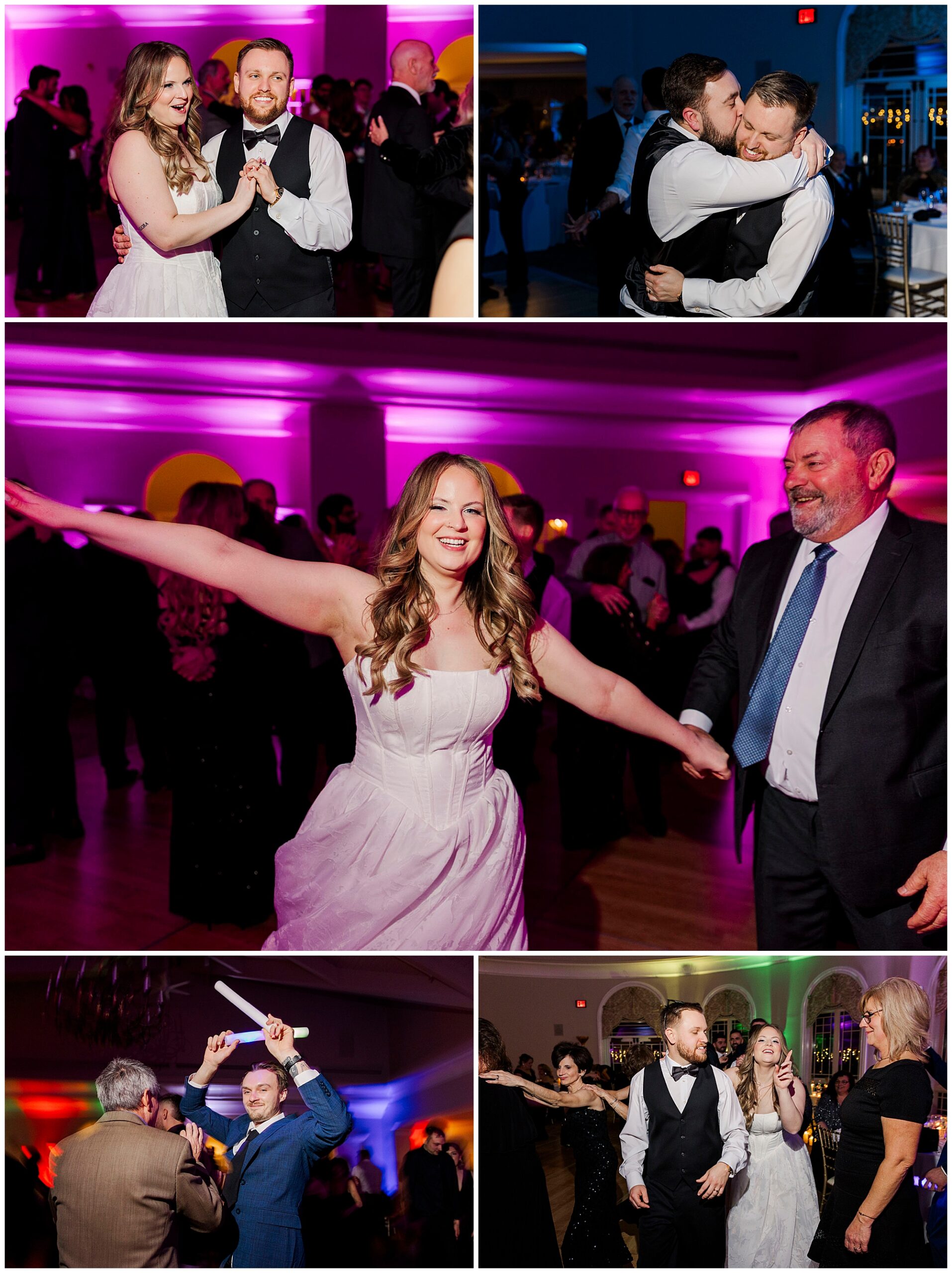Bride and groom portrait at Great River Golf Club during their winter wedding in Connecticut