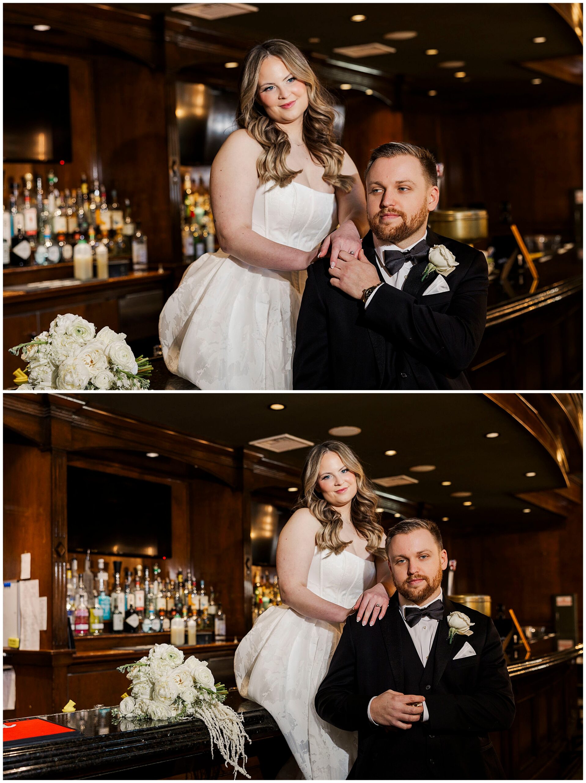 First kiss during ballroom ceremony at Great River Golf Club