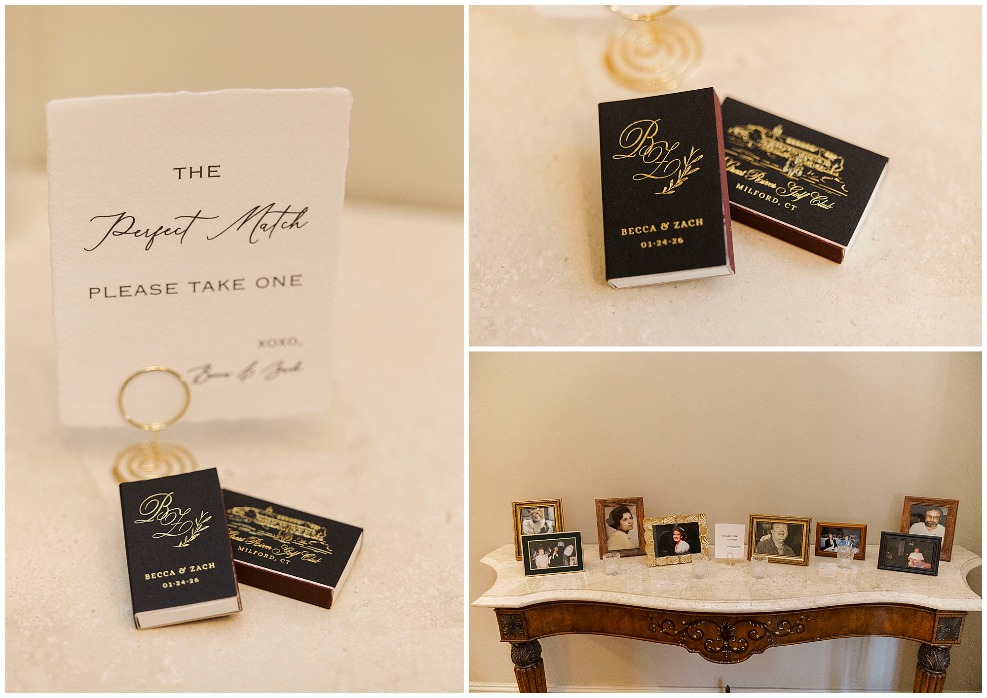 Winter wedding family portraits at Great River Golf Club