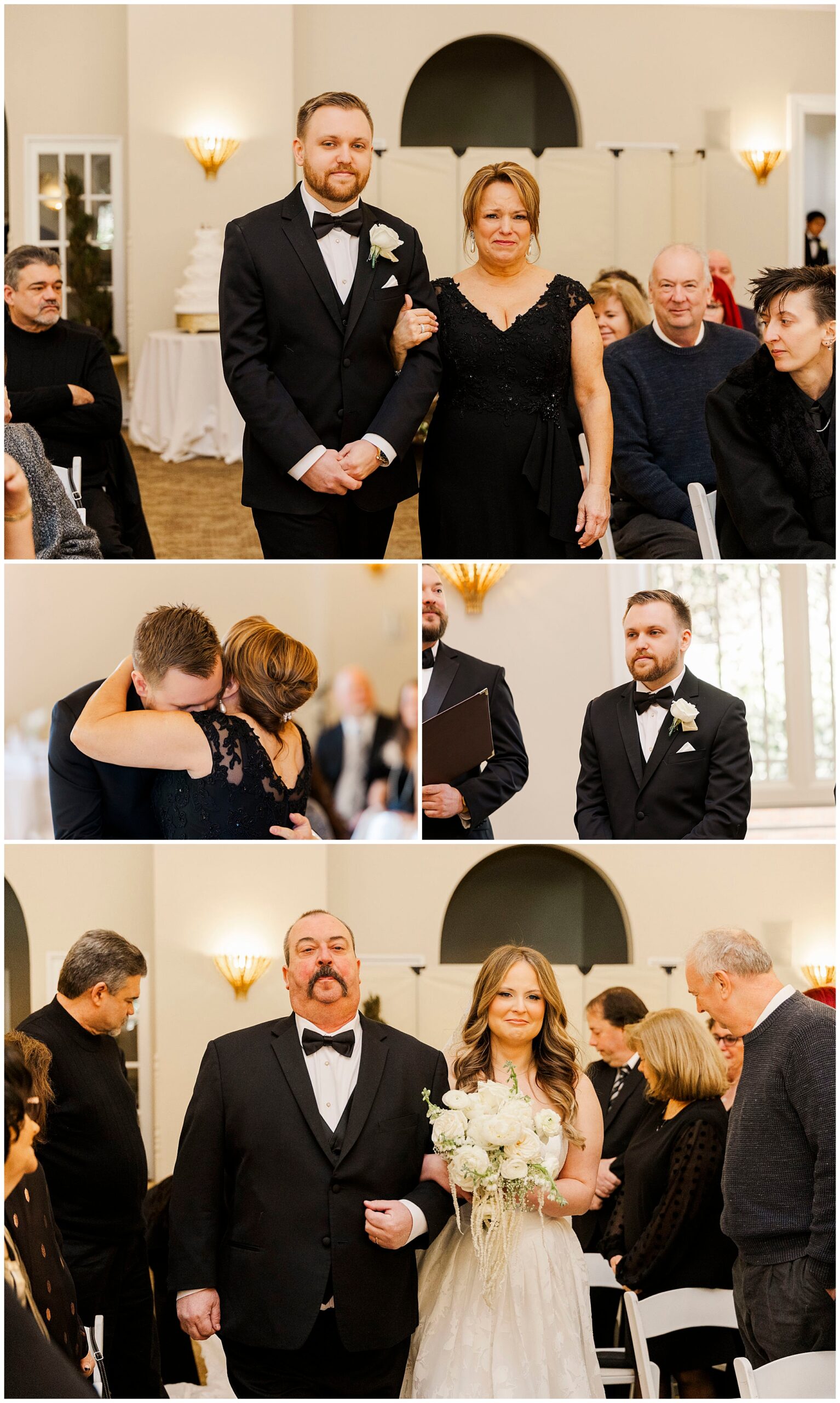 Bride twirling in ballroom at Great River Golf Club winter wedding