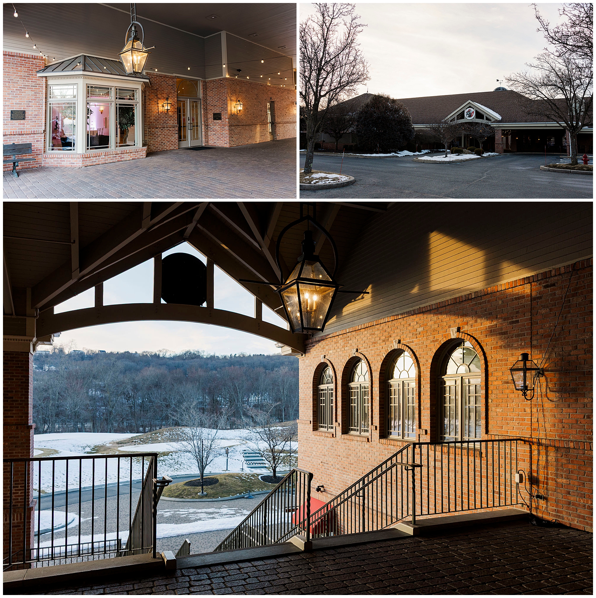 Bridal party portraits at Great River Golf Club in Milford during winter