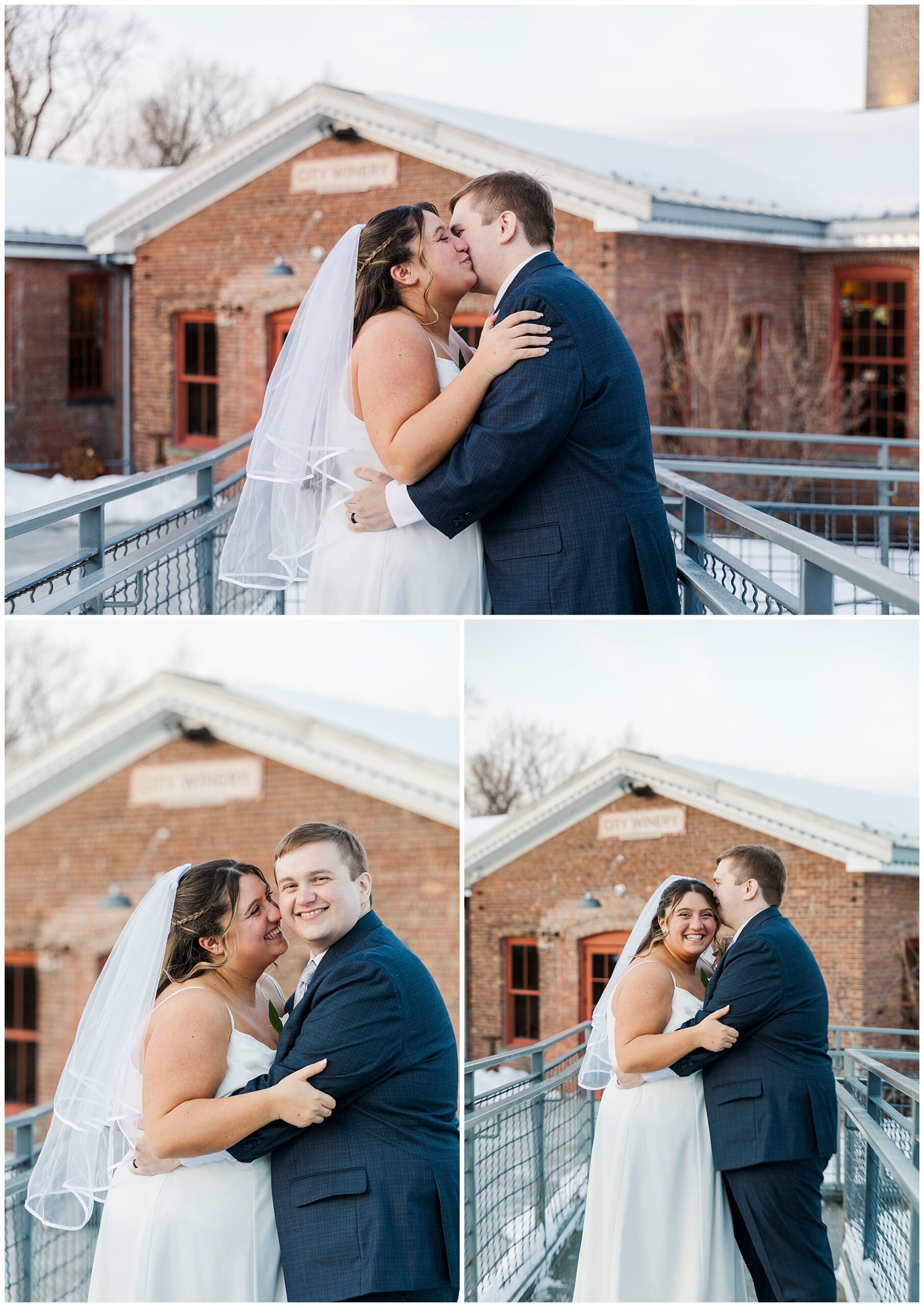 Bride and groom holding hands after official courthouse wedding ceremony
