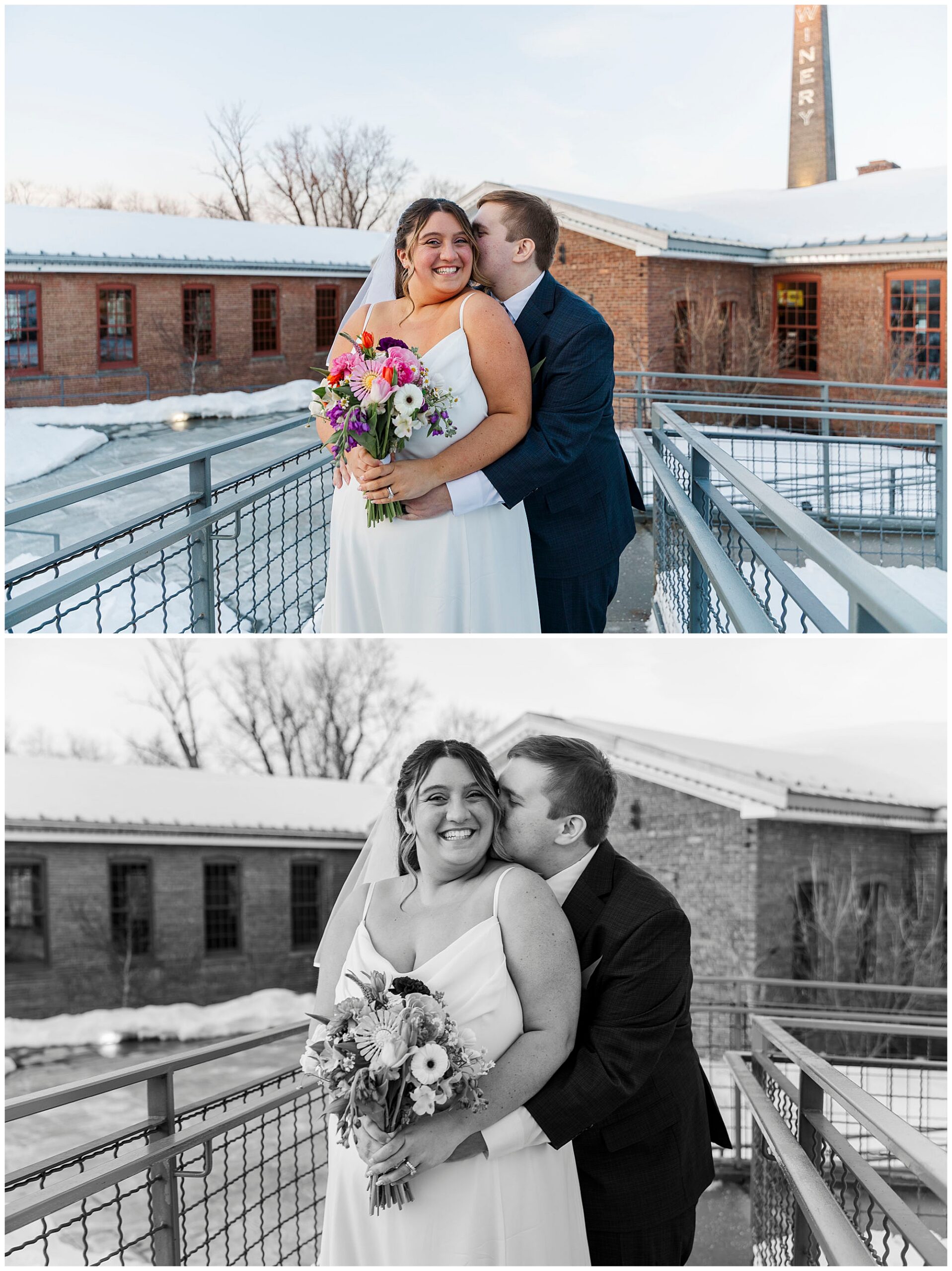Newly married couple walking away from New Windsor Justice Court doors