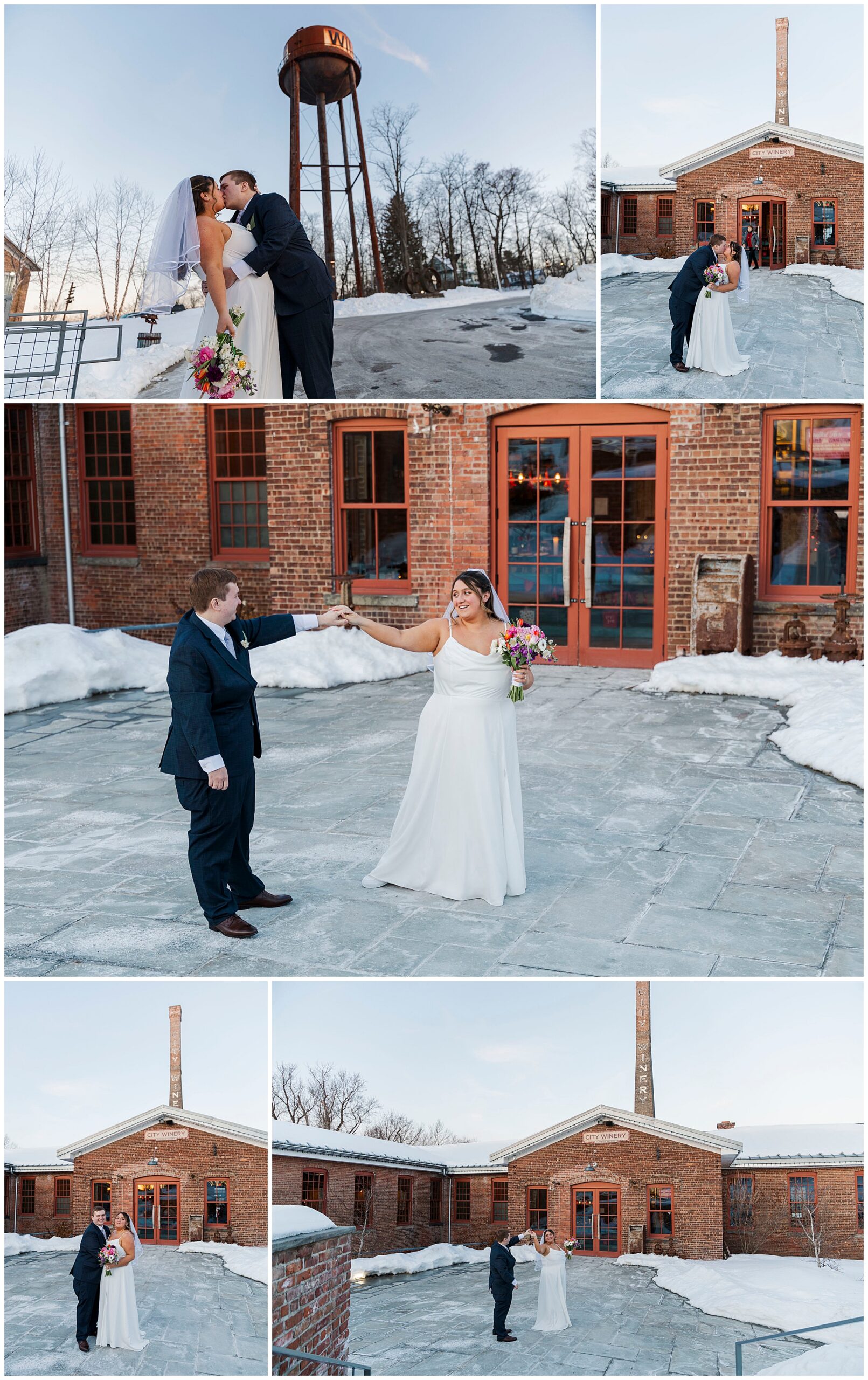 Reception table settings at City Winery Hudson Valley wedding dinner
