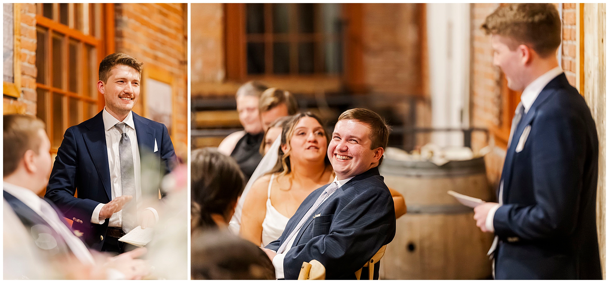 Candid laughter during winter Justice Court wedding portraits in New Windsor