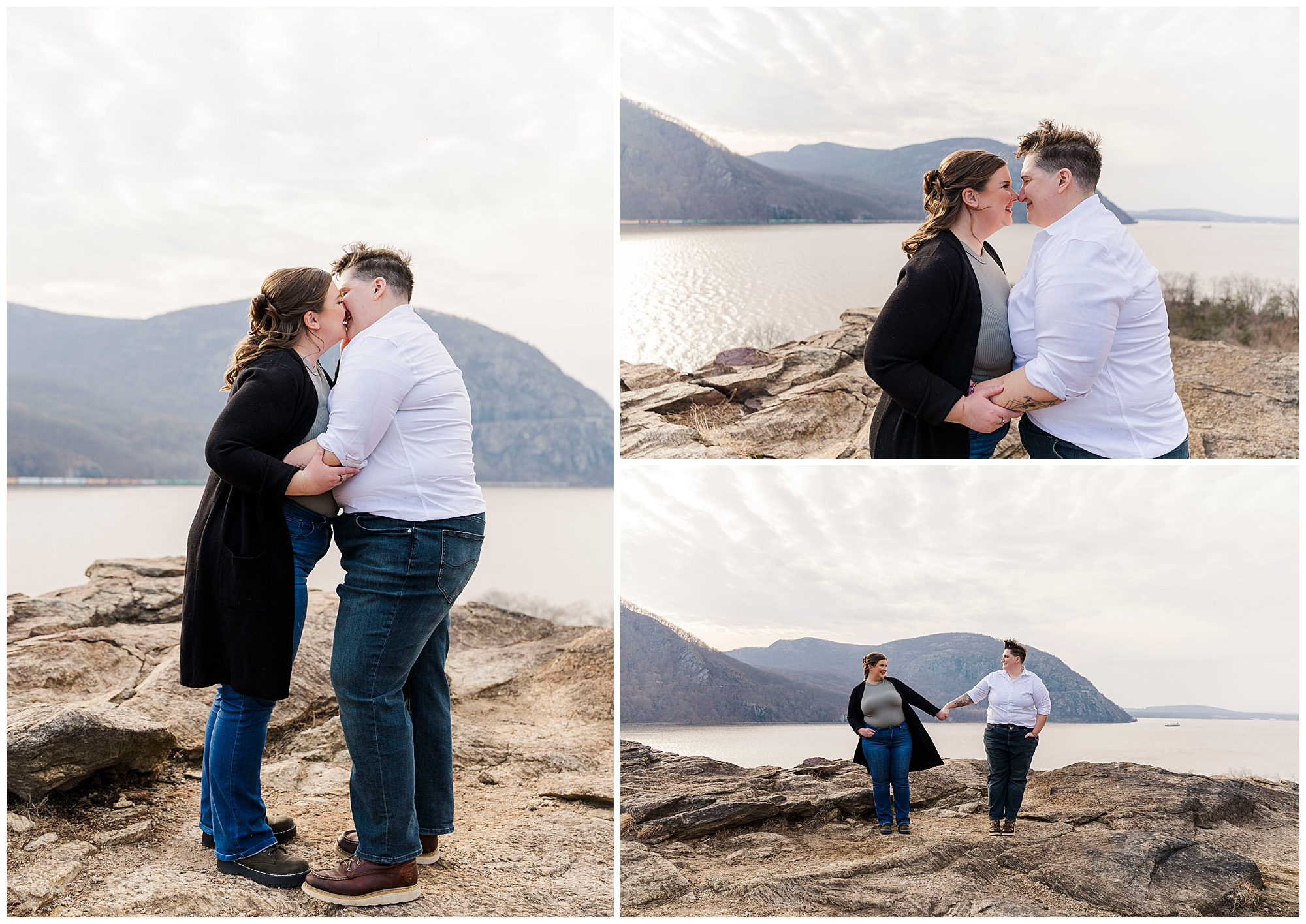 Megan and Beth at the overlook with Storm King Mountain in the distance
