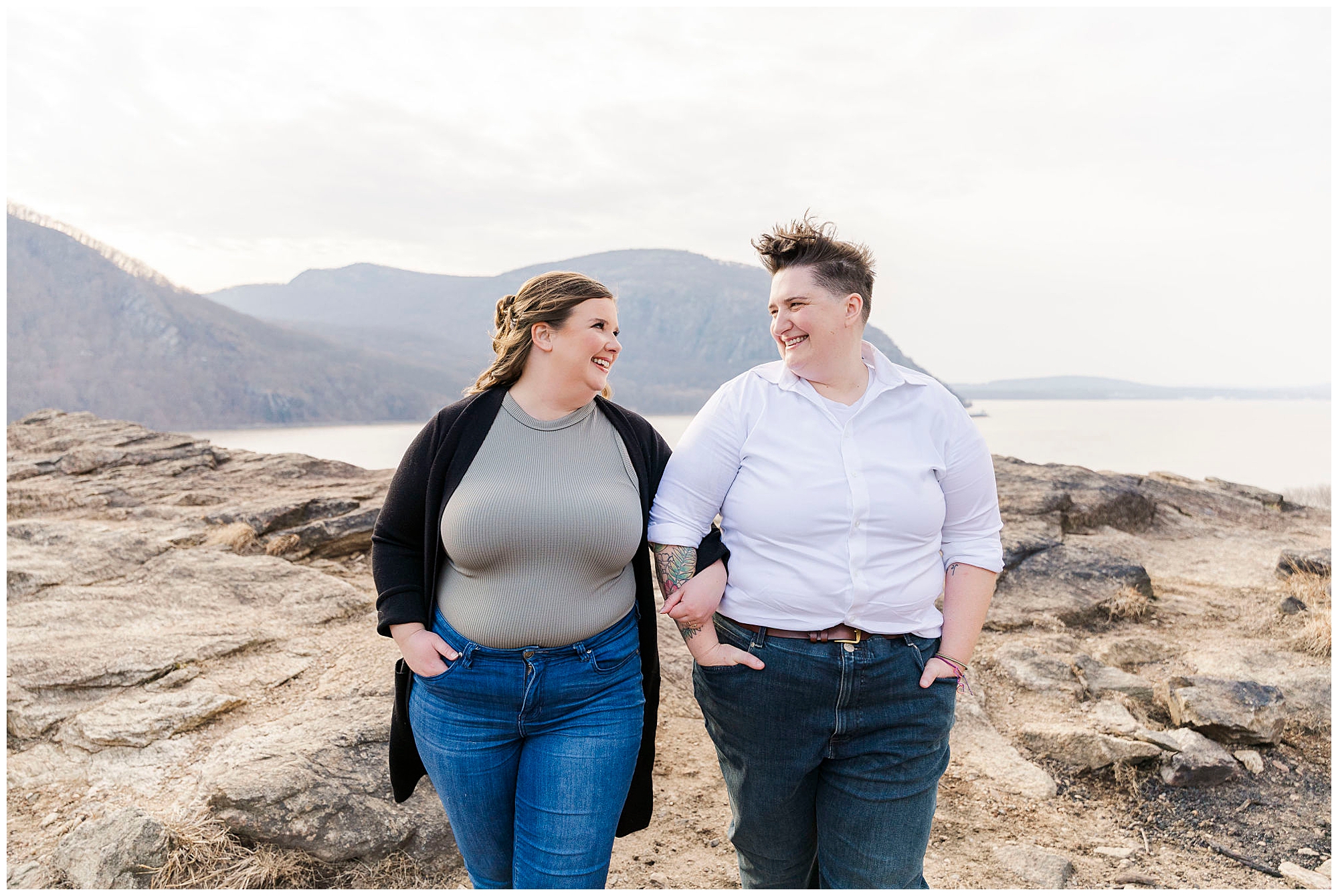 LGBTQ couple at the overlook at Little Stony Point Park in March