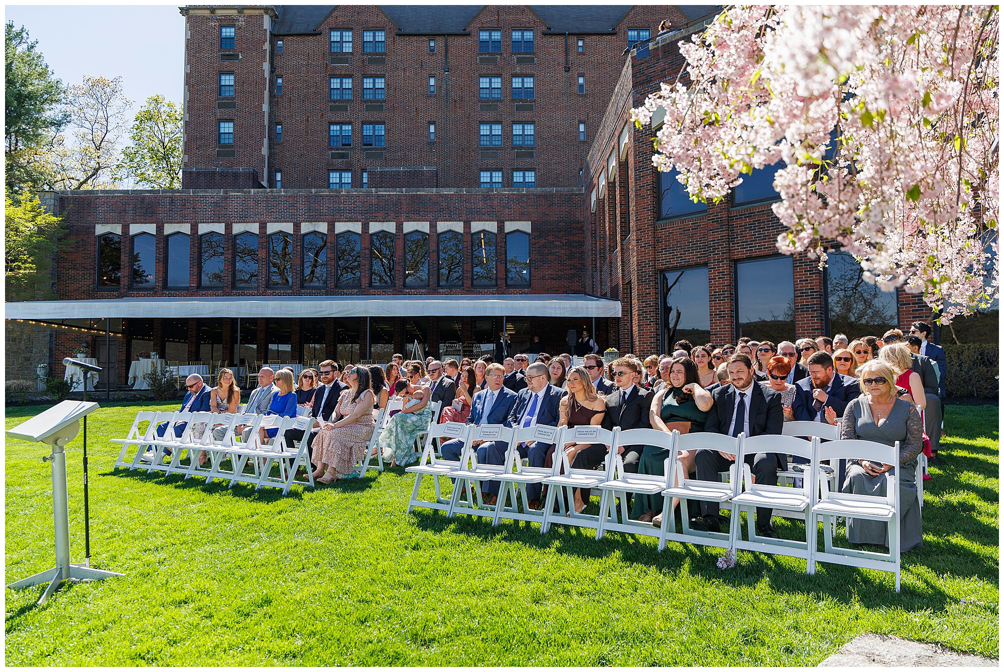 Exterior of The Thayer Hotel at West Point, ceremony venue for a Hudson Valley spring wedding