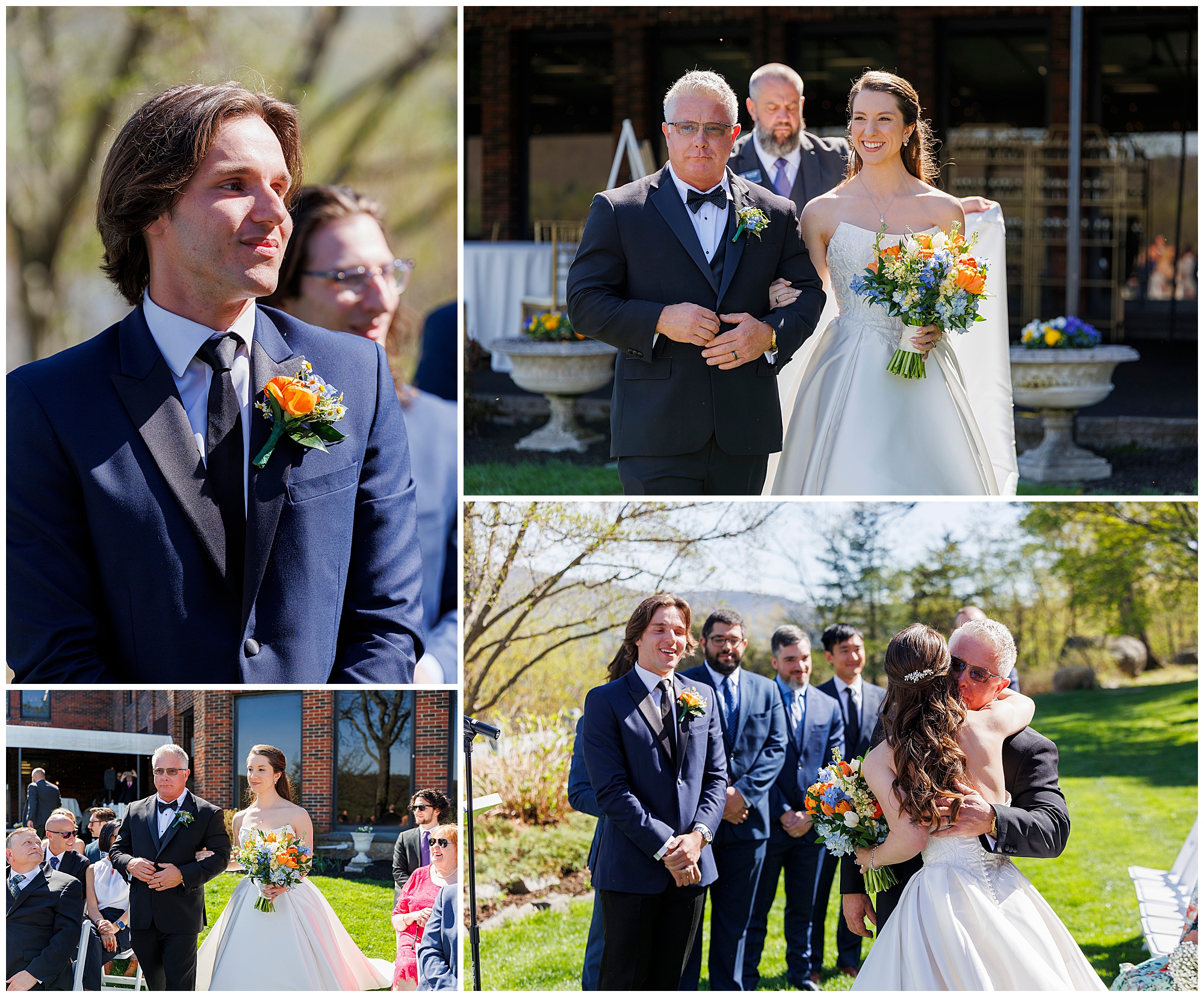 Collage of ceremony highlights including ring exchange and vows at The Thayer Hotel, captured by a wedding photography team